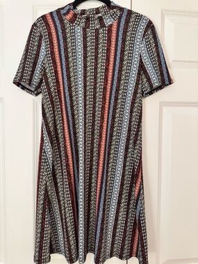 BCBGeneration Striped Midi Dress in Blue, Red & Black